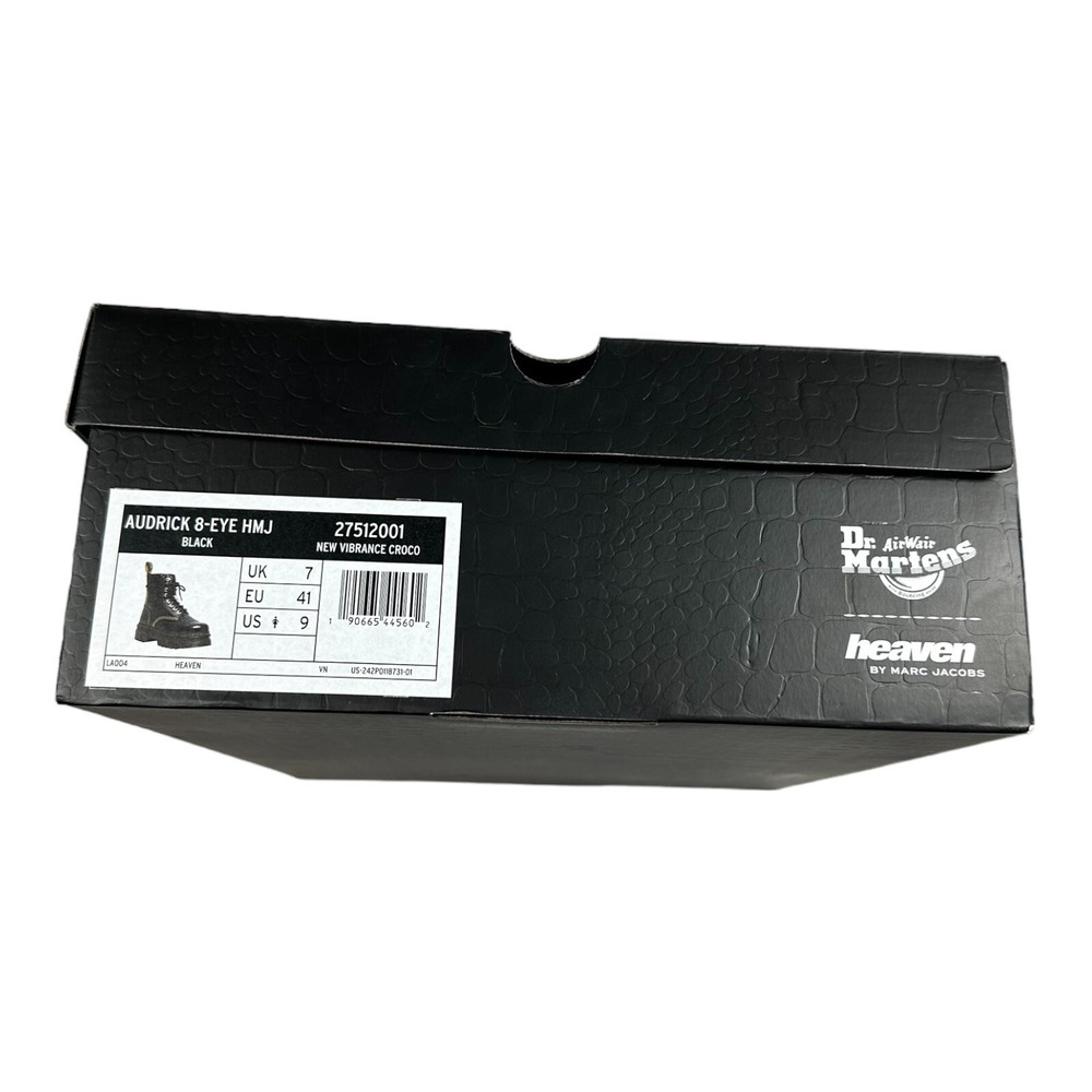 Dr. Martens x Marc Jacobs Audrick 8-Eye Croc Embossed Platform Boots Black 9 - Picture 3 of 9